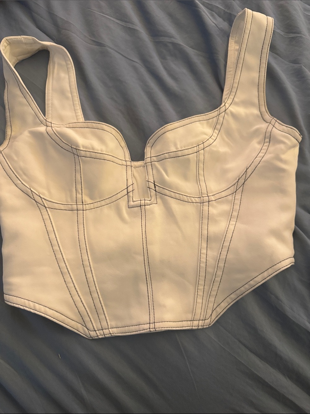 Women's white Structured Corset Crop Top - white fox